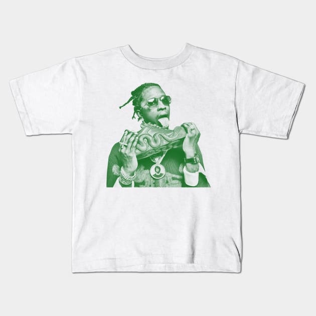 Young Thug // green solid style Kids T-Shirt by Loreatees